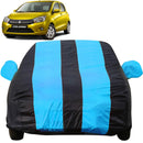 Autofact Celerio Old Model Car Cover - EasyShield - Car Body Cover for Maruti Celerio Old Model - With Mirror Pockets, Triple Stitched, Bottom Fully Elastic, Adjustable Belt and Buckle (Teak Blue Stripes)