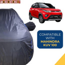 Autofact KUV100 Car Cover - CoreProtect - Water Resistant Car Body Cover for Mahindra KUV100 - With Mirror Pockets, Triple Stitched, Bottom Fully Elastic, Adjustable Belt and Buckle (Grey 210D)