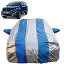 Autofact Hexa Car Cover - FlexGuard - Waterproof Car Body Cover for Tata Hexa - With Mirror Pockets, Triple Stitched, Bottom Fully Elastic, Adjustable Belt and Buckle (Silver / Blue Stripes)
