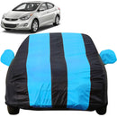 Autofact Elantra Car Cover - EasyShield - Car Body Cover for Hyundai Elantra - With Mirror Pockets, Triple Stitched, Bottom Fully Elastic, Adjustable Belt and Buckle (Teak Blue Stripes)