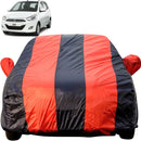 Autofact i10 Car Cover - EasyShield - Car Body Cover for Hyundai i10 - With Mirror Pockets, Triple Stitched, Bottom Fully Elastic, Adjustable Belt and Buckle (Red Blue Stripes)