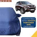 Autofact Fortuner Car Cover - CoreProtect - Water Resistant Car Body Cover for Toyota Fortuner - With Mirror Pockets, Triple Stitched, Bottom Fully Elastic, Adjustable Belt and Buckle (Navy 210D)
