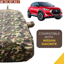 Autofact Magnite Car Cover - TearTough - Dog Proof / Waterproof Car Body Cover for Nissan Magnite - With Mirror & Antenna Pockets, Triple Stitched, Bottom Fully Elastic, Adjustable Belt and Buckle (Jungle Print 4x4)
