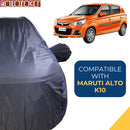 Autofact Alto K10 Old Model Car Cover - CoreProtect - Water Resistant Car Body Cover for Maruti Alto K10 Old Model - With Mirror Pockets, Triple Stitched, Bottom Fully Elastic, Adjustable Belt and Buckle (Grey 210D)