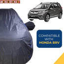 Autofact BRV Car Cover - CoreProtect - Water Resistant Car Body Cover for Honda BRV - With Mirror Pockets, Triple Stitched, Bottom Fully Elastic, Adjustable Belt and Buckle (Grey 210D)