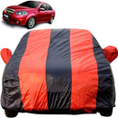 Autofact Aveo Car Cover - EasyShield - Car Body Cover for Chevrolet Aveo - With Mirror Pockets, Triple Stitched, Bottom Fully Elastic, Adjustable Belt and Buckle (Red Blue Stripes)