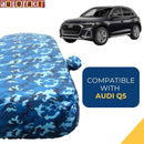 Autofact Q5 Car Cover - TearTough - Dog Proof / Waterproof Car Body Cover for Audi Q5 - With Mirror Pockets, Triple Stitched, Bottom Fully Elastic, Adjustable Belt and Buckle (Airforce Blue 4x4)