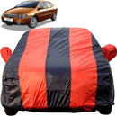 Autofact Indigo Car Cover - EasyShield - Car Body Cover for Tata Indigo - With Mirror Pockets, Triple Stitched, Bottom Fully Elastic, Adjustable Belt and Buckle (Red Blue Stripes)