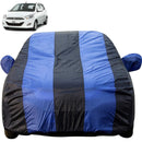 Autofact i10 Car Cover - EasyShield - Car Body Cover for Hyundai i10 - With Mirror Pockets, Triple Stitched, Bottom Fully Elastic, Adjustable Belt and Buckle (Royal Blue Stripes)