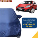 Autofact Spark Car Cover - CoreProtect - Water Resistant Car Body Cover for Chevrolet Spark - With Mirror Pockets, Triple Stitched, Bottom Fully Elastic, Adjustable Belt and Buckle (Navy 210D)