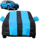 Autofact Urban Cruiser Hyryder Car Cover - EasyShield - Car Body Cover for Toyota Urban Cruiser Hyryder - With Mirror Pockets, Triple Stitched, Bottom Fully Elastic, Adjustable Belt and Buckle (Teak Blue Stripes)