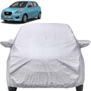 Autofact Datsun Go Car Cover - FlexGuard - Waterproof Car Body Cover for Nissan Datsun Go - With Mirror Pockets, Triple Stitched, Bottom Fully Elastic, Adjustable Belt and Buckle (Silver)