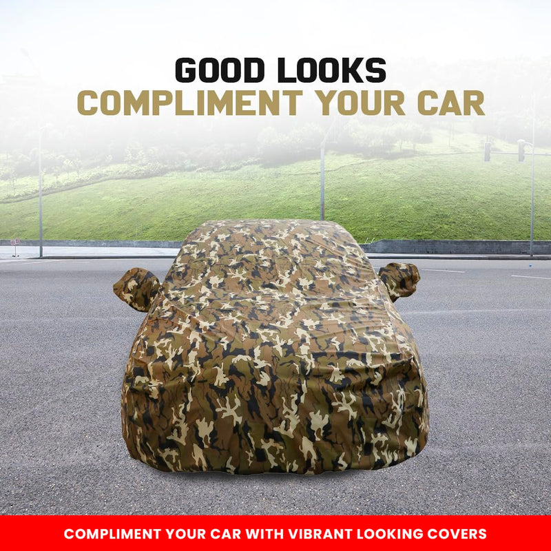Autofact Wagon r / Wagonr Car Cover - FlexGuard - Waterproof Car Body Cover for Maruti Wagon r / Wagonr - With Mirror Pockets, Triple Stitched, Bottom Fully Elastic, Adjustable Belt and Buckle (Camouflage)