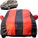 Autofact Enjoy Car Cover - EasyShield - Car Body Cover for Chevrolet Enjoy - With Mirror Pockets, Triple Stitched, Bottom Fully Elastic, Adjustable Belt and Buckle (Red Blue Stripes)