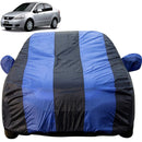 Autofact SX4 Car Cover - EasyShield - Car Body Cover for Maruti SX4 - With Mirror Pockets, Triple Stitched, Bottom Fully Elastic, Adjustable Belt and Buckle (Royal Blue Stripes)