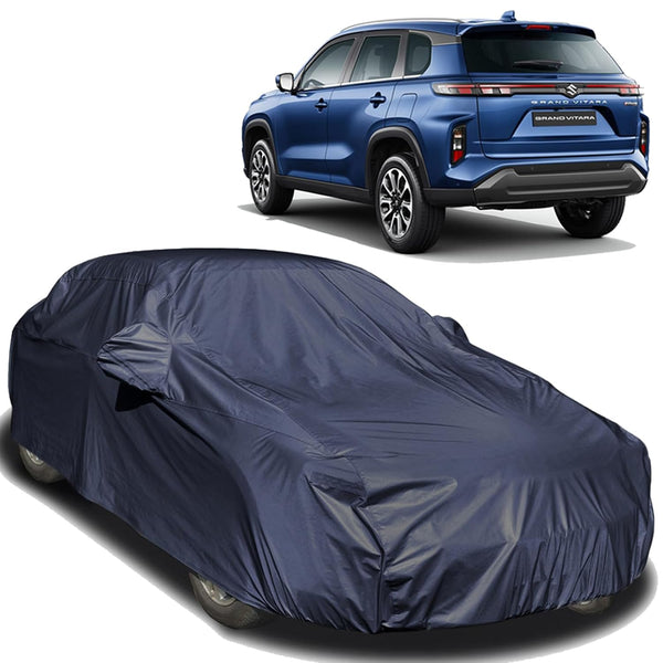 Autofact Grand Vitara Car Cover - EasyShield - Car Body Cover for Maruti Grand Vitara - With Mirror Pockets, Triple Stitched, Bottom Fully Elastic, Adjustable Belt and Buckle (Navy 190T)