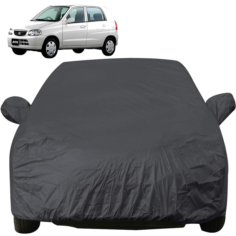 Autofact Alto Old Model Car Cover - EasyShield - Car Body Cover for Maruti Alto Old Model - With Mirror Pockets, Triple Stitched, Bottom Fully Elastic, Adjustable Belt and Buckle (Grey 190T)