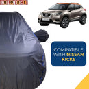Autofact Kicks Car Cover - CoreProtect - Water Resistant Car Body Cover for Nissan Kicks - With Mirror Pockets, Triple Stitched, Bottom Fully Elastic, Adjustable Belt and Buckle (Grey 210D)