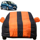 Autofact Ritz Car Cover - EasyShield - Car Body Cover for Maruti Ritz - With Mirror Pockets, Triple Stitched, Bottom Fully Elastic, Adjustable Belt and Buckle (Orange Blue Stripes)