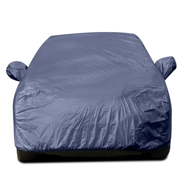 Autofact A4 Car Cover - EasyShield - Car Body Cover for Audi A4 - With Mirror Pockets, Triple Stitched, Bottom Fully Elastic, Adjustable Belt and Buckle (Navy 190T)