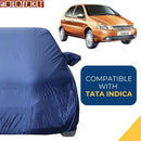 Autofact Indica Car Cover - CoreProtect - Water Resistant Car Body Cover for Tata Indica - With Mirror Pockets, Triple Stitched, Bottom Fully Elastic, Adjustable Belt and Buckle (Navy 210D)