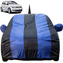 Autofact Polo Car Cover - EasyShield - Car Body Cover for Volkswagen Polo - With Mirror Pockets, Triple Stitched, Bottom Fully Elastic, Adjustable Belt and Buckle (Royal Blue Stripes)