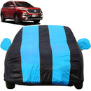 Autofact Hector Car Cover - EasyShield - Car Body Cover for MG Hector - With Mirror Pockets, Triple Stitched, Bottom Fully Elastic, Adjustable Belt and Buckle (Teak Blue Stripes)