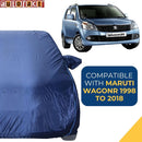 Autofact Wagon r / Wagonr Car Cover - CoreProtect - Water Resistant Car Body Cover for Maruti Wagon r / Wagonr - With Mirror Pockets, Triple Stitched, Bottom Fully Elastic, Adjustable Belt and Buckle (Navy 210D)