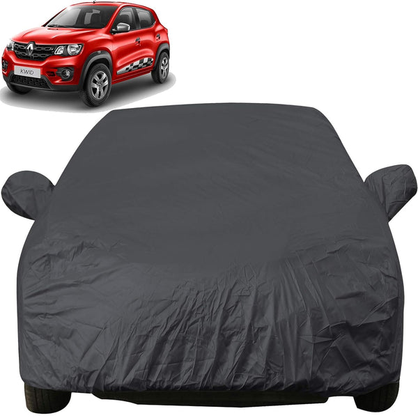 Autofact Kwid Car Cover - EasyShield - Car Body Cover for Renaults Kwid - With Mirror Pockets, Triple Stitched, Bottom Fully Elastic, Adjustable Belt and Buckle (Grey 190T)