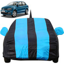 Autofact Ameo Car Cover - EasyShield - Car Body Cover for Volkswagen Ameo - With Mirror Pockets, Triple Stitched, Bottom Fully Elastic, Adjustable Belt and Buckle (Teak Blue Stripes)