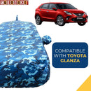 Autofact Glanza Car Cover - TearTough - Dog Proof / Waterproof Car Body Cover for Toyota Glanza - With Mirror & Antenna Pockets, Triple Stitched, Bottom Fully Elastic, Adjustable Belt and Buckle (Airforce Blue 4x4)