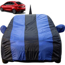 Autofact Tigor Car Cover - EasyShield - Car Body Cover for Tata Tigor - With Mirror Pockets, Triple Stitched, Bottom Fully Elastic, Adjustable Belt and Buckle (Royal Blue Stripes)