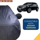 Autofact Terrano Car Cover - CoreProtect - Water Resistant Car Body Cover for Nissan Terrano - With Mirror Pockets, Triple Stitched, Bottom Fully Elastic, Adjustable Belt and Buckle (Grey 210D)