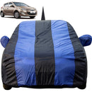 Autofact Old i20 Car Cover - EasyShield - Car Body Cover for Hyundai Old i20 - With Mirror Pockets, Triple Stitched, Bottom Fully Elastic, Adjustable Belt and Buckle (Royal Blue Stripes)