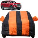 Autofact Gloster Car Cover - EasyShield - Car Body Cover for MG Gloster - With Mirror Pockets, Triple Stitched, Bottom Fully Elastic, Adjustable Belt and Buckle (Orange Blue Stripes)