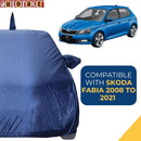 Autofact Fabia Car Cover - CoreProtect - Water Resistant Car Body Cover for Skoda Fabia - With Mirror & Antenna Pockets, Triple Stitched, Bottom Fully Elastic, Adjustable Belt and Buckle (Navy 210D)