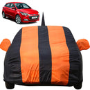 Autofact Elite I20 Car Cover - EasyShield - Car Body Cover for Hyundai Elite I20 - With Mirror Pockets, Triple Stitched, Bottom Fully Elastic, Adjustable Belt and Buckle (Orange Blue Stripes)