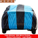 Autofact Harrier Car Cover - EasyShield - Car Body Cover for Tata Harrier - With Mirror Pockets, Triple Stitched, Bottom Fully Elastic, Adjustable Belt and Buckle (Teak Blue Stripes)