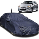 Autofact Verna Fludic Car Cover - EasyShield - Car Body Cover for Hyundai Verna Fludic - With Mirror Pockets, Triple Stitched, Bottom Fully Elastic, Adjustable Belt and Buckle (Navy 190T)