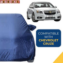 Autofact Cruze Car Cover - CoreProtect - Water Resistant Car Body Cover for Chevrolet Cruze - With Mirror Pockets, Triple Stitched, Bottom Fully Elastic, Adjustable Belt and Buckle (Navy 210D)