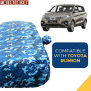 Autofact Rumion Car Cover - TearTough - Dog Proof / Waterproof Car Body Cover for Toyota Rumion - With Mirror Pockets, Triple Stitched, Bottom Fully Elastic, Adjustable Belt and Buckle (Airforce Blue 4x4)