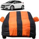 Autofact Civic Old Model Car Cover - EasyShield - Car Body Cover for Honda Civic Old Model - With Mirror Pockets, Triple Stitched, Bottom Fully Elastic, Adjustable Belt and Buckle (Orange Blue Stripes)