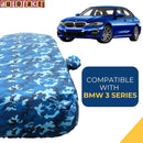 Autofact 3 Series Car Cover - TearTough - Dog Proof / Waterproof Car Body Cover for BMW 3 Series - With Mirror Pockets, Triple Stitched, Bottom Fully Elastic, Adjustable Belt and Buckle (Airforce Blue 4x4)