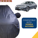 Autofact Accord Car Cover - CoreProtect - Water Resistant Car Body Cover for Honda Accord - With Mirror Pockets, Triple Stitched, Bottom Fully Elastic, Adjustable Belt and Buckle (Grey 210D)