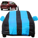 Autofact Jazz Car Cover - EasyShield - Car Body Cover for Honda Jazz - With Mirror Pockets, Triple Stitched, Bottom Fully Elastic, Adjustable Belt and Buckle (Teak Blue Stripes)