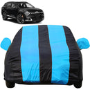 Autofact Sportage Car Cover - EasyShield - Car Body Cover for Kia Sportage - With Mirror Pockets, Triple Stitched, Bottom Fully Elastic, Adjustable Belt and Buckle (Teak Blue Stripes)