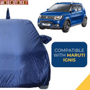Autofact Ignis Car Cover - CoreProtect - Car Body Cover for Maruti Ignis  - With Mirror & Antenna Pockets, Triple Stitched, Bottom Fully Elastic, Adjustable Belt and Buckle (Navy 210D)