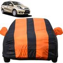 Autofact Mobilio Car Cover - EasyShield - Car Body Cover for Honda Mobilio - With Mirror Pockets, Triple Stitched, Bottom Fully Elastic, Adjustable Belt and Buckle (Orange Blue Stripes)