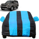 Autofact Scorpio Car Cover - EasyShield - Car Body Cover for Mahindra Scorpio - With Mirror Pockets, Triple Stitched, Bottom Fully Elastic, Adjustable Belt and Buckle (Teak Blue Stripes)