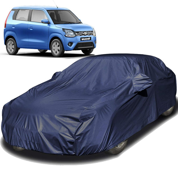 Autofact Wagon r / Wagonr Car Cover - EasyShield - Car Body Cover for Maruti Wagon r / Wagonr - With Mirror Pockets, Triple Stitched, Bottom Fully Elastic, Adjustable Belt and Buckle (Navy 190T)